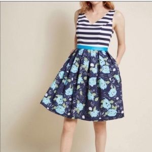 ModCloth Blue stripes and Floral Dress New F25010/5